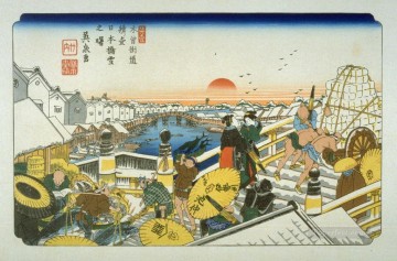 浮世絵 Painting - 日本橋 PL 1 木曽街道六十九次浮世絵のファクシミリ版より